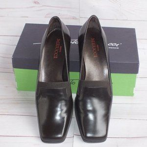 SESTO MEUCCI SANTOS CHOCOLATE HEELED‎ LOAFERS 8 N